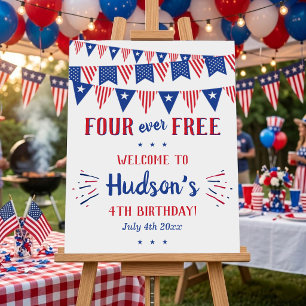 Four Ever Free! 4th Of July 4th Birthday Party Foam Board