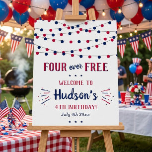 Four Ever Free! 4th Of July 4th Birthday Party Foam Board