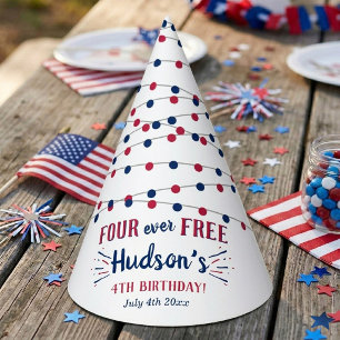 Four Ever Free! 4th Of July 4th Birthday Party Hat
