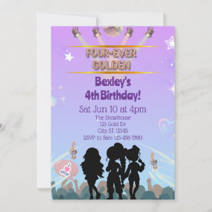 Four-Ever Golden KPOP Birthday Invitation