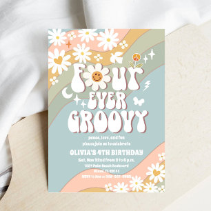 Four Ever Groovy Birthday Invitation