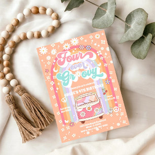 Four Ever Groovy Birthday Invitation