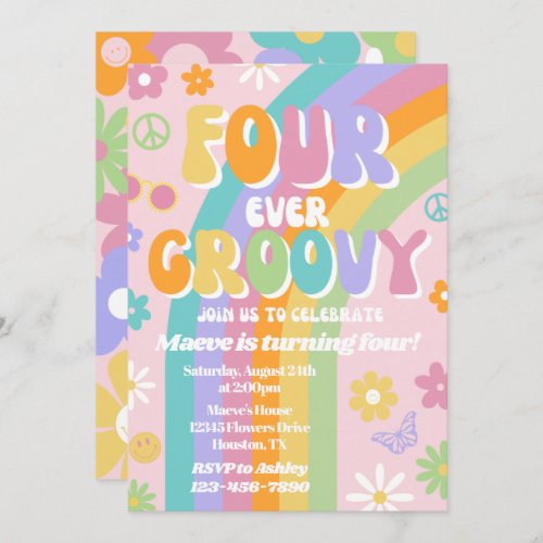 Four_Ever Groovy Birthday Invitation