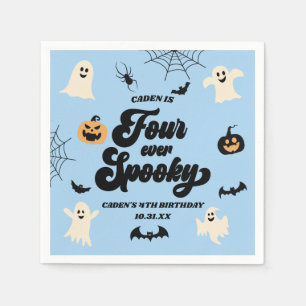 Four Ever Groovy Blue Halloween 4th Birthday Party Napkins