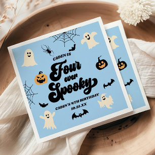 Four Ever Groovy Blue Halloween 4th Birthday Party Napkins