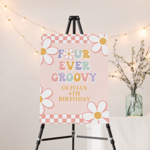 Four Ever Groovy Groovy Retro Check Pink Daisy Foam Board