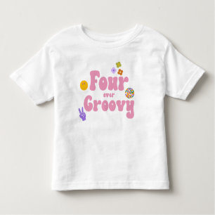 Four Ever Groovy Retro 70's 4th Fourth Birthday Toddler T-shirt