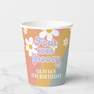 Four Ever Groovy Retro Rainbow Paper Cups