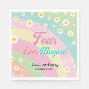 Four Ever Magical Fourth Birthday Daisy Napkins