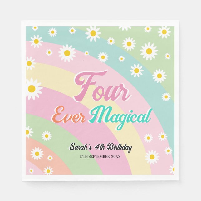 Four Ever Magical Fourth Birthday Daisy  Napkins (Front)
