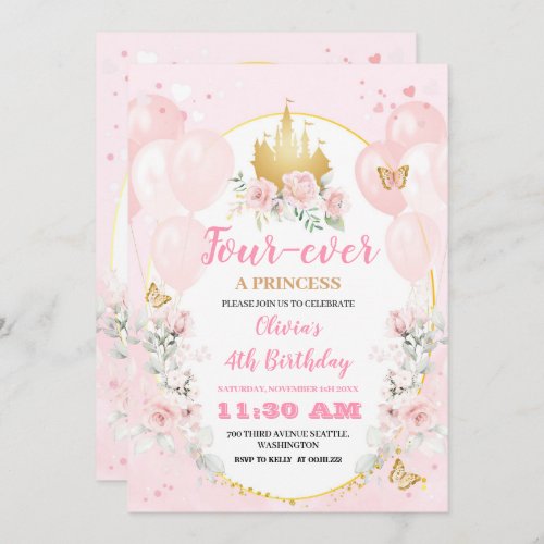 Four Ever Princess Birthday Invitation