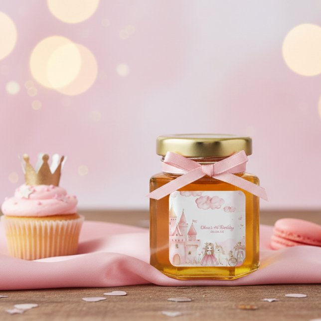 Four Ever Princess Castle Unicorn 4 pink Birthday Square Sticker (Creator Uploaded)