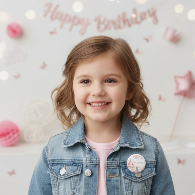 Four Ever Princess Castle Unicorn 4th Birthday  Button (Creator Uploaded)