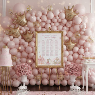 Four Ever Princess Pink Birthday Seating chart  Foam Board