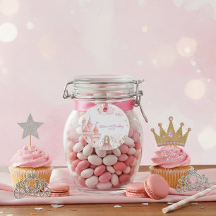 Four Ever Princess pink Castle Unicor Birthday Favor Tags