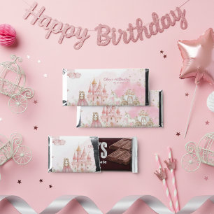 Four Ever Princess Pink Castle Unicorn Birthday  Hershey Bar Favors