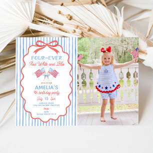 Four-ever Red White and Blue Invitation
