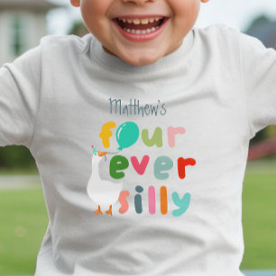 Four Ever Silly Farm Goose Boy 4th Birthday Toddler T-shirt