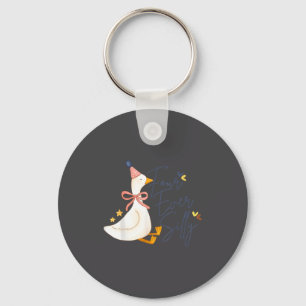 Four Ever Silly Funny Silly Goose 4th Birthday  Keychain