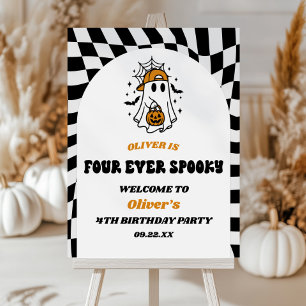 Four Ever Spooky 4th Birthday Party Welcome Sign
