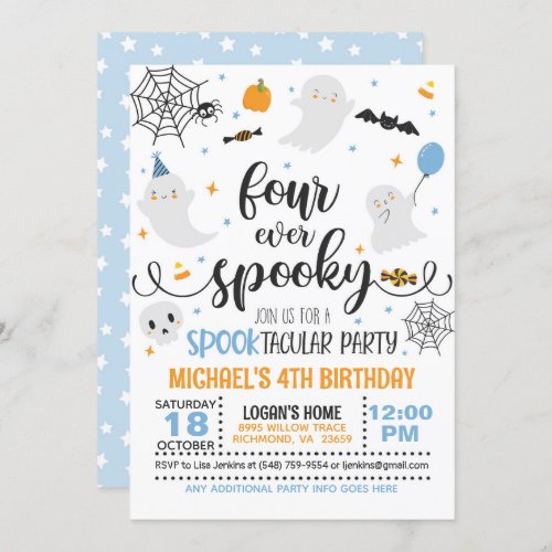 Four Ever Spooky Birthday Invitation _ BlueWh