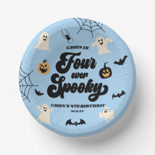 Four Ever Spooky Blue Halloween 4th Birthday Party Paper Bowls