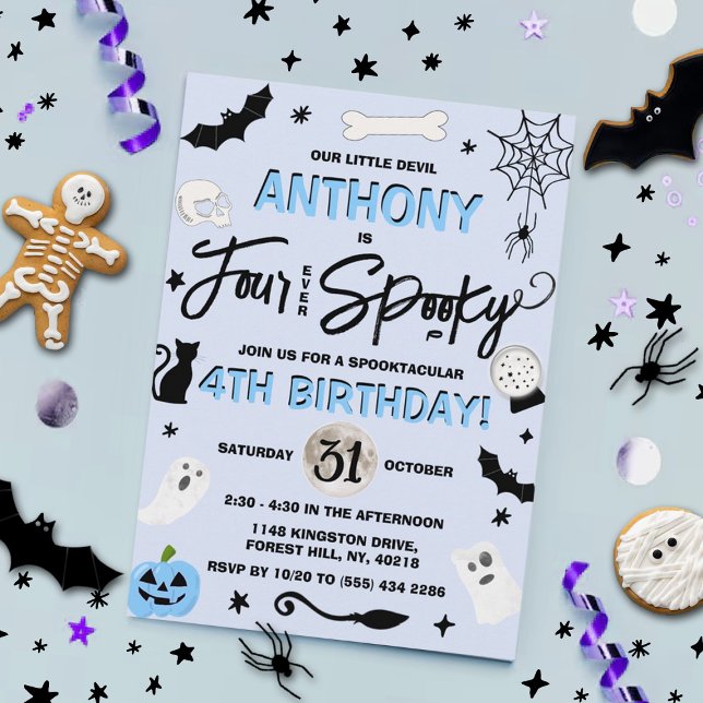 Four Ever Spooky! Boys Halloween 4th Birthday Invitation (Creator Uploaded)