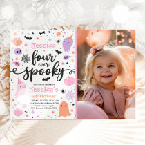 Four Ever Spooky Cute Halloween Ghost 4th Birthday Invitation