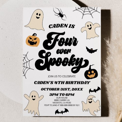 Four Ever Spooky Fourth 4th Birthday Party Invitation