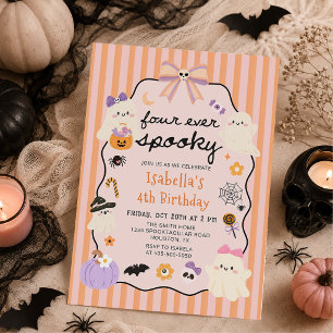 Four Ever Spooky Ghost Halloween Birthday Invitation