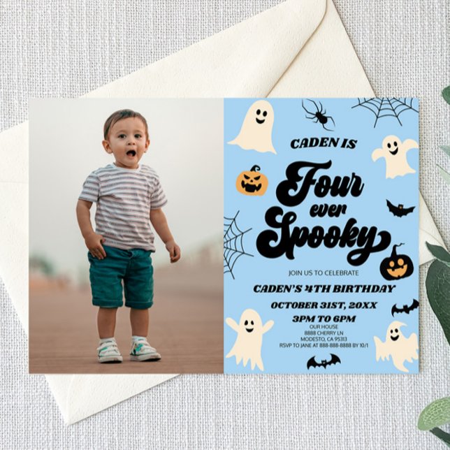 Four Ever Spooky Halloween 4th Birthday Party Invitation (Creator Uploaded)