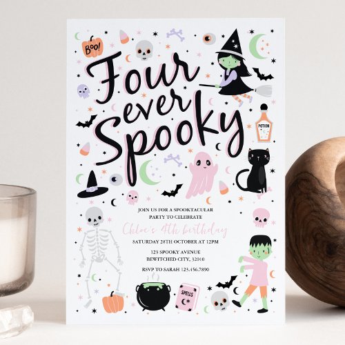 Four Ever Spooky Halloween Birthday Invitation