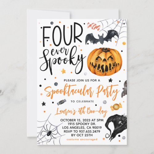 Four Ever Spooky Halloween Birthday Invitation