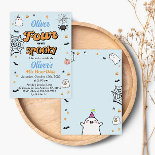 Four Ever Spooky Halloween Boy 4th Birthday Invitation