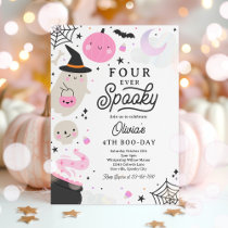 Four Ever Spooky Halloween Ghost 4th Birthday Invitation