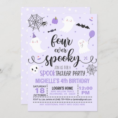 Four Ever Spooky Invitation _ Girl Purple
