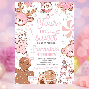 Four Ever Sweet Christmas Cookie Birthday Party Invitation