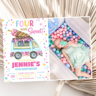 Four Ever Sweet Girls Ice Cream 4th Birthday Invitation