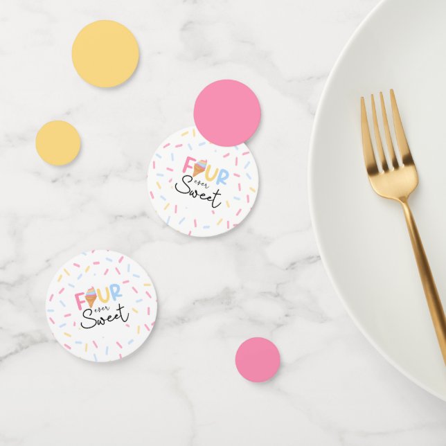 Four Ever Sweet Ice Cream 4th Birthday Party Confetti (Group)