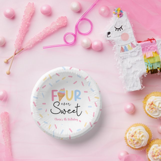 Four Ever Sweet Ice Cream 4th Birthday Party Paper Bowls (Party)
