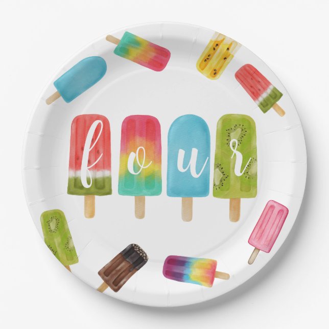 Four Ever Sweet Ice Cream 4th Birthday Party Paper Plates (Front)