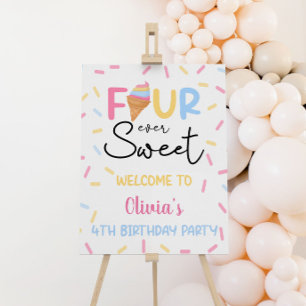 Four Ever Sweet Ice Cream Birthday Welcome Sign
