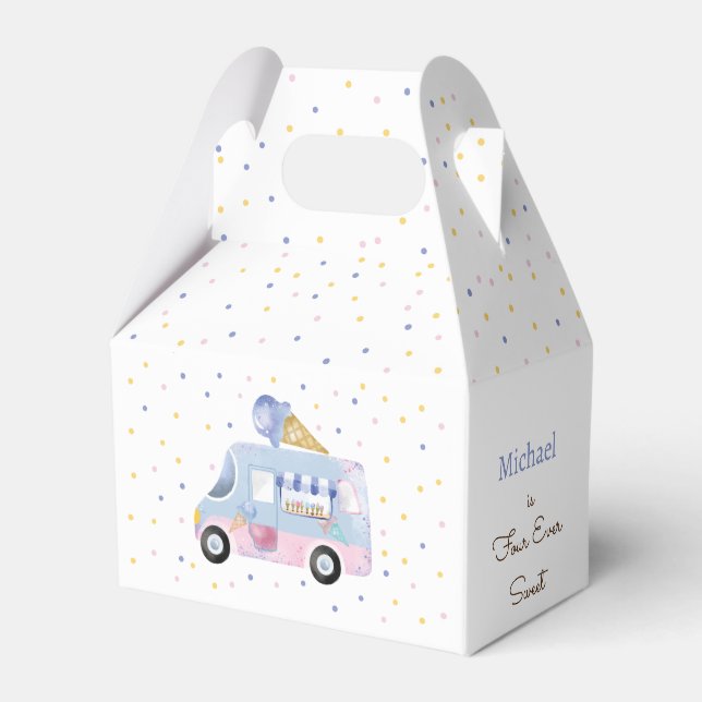 Four ever sweet ice cream truck forth birthday favor boxes (Front Side)