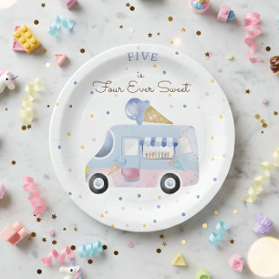 Four ever sweet ice cream truck forth birthday paper plates