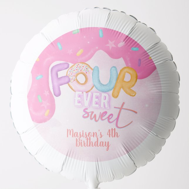 four ever sweet Pink Frosting Girl's Birthday  Balloon (Front)