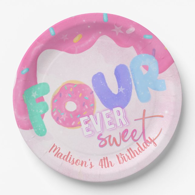 four ever sweet Pink Frosting Paper Plates (Front)
