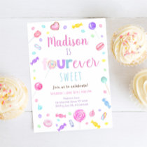 FOUR ever Sweet Shop Candy Birthday Invitation