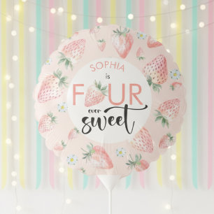 Four ever sweet strawberry kids birthday balloon