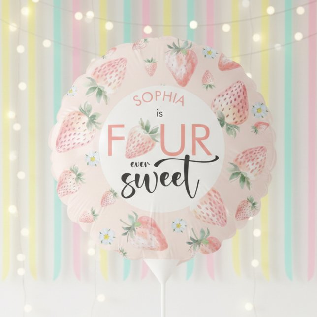 Four ever sweet strawberry kids birthday balloon (Creator Uploaded)