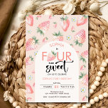 Four ever sweet strawberry kids birthday invitation<br><div class="desc">Let's celebrate a berry special milestone! 🍓🎉 Our Zazzle kids' birthday invitation is bursting with sweetness and fruity fun. It's not just a card; it's a juicy invite to a berry delightful bash! With adorable strawberries and vibrant colors, this invite sets the tone for a celebration that's as fresh as...</div>